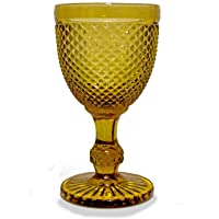 Pack 6 Unidades de Copa Diamante de Colores. Copa de Cristal labrada de Color Turquesa o ámbar para Decorar Eventos…